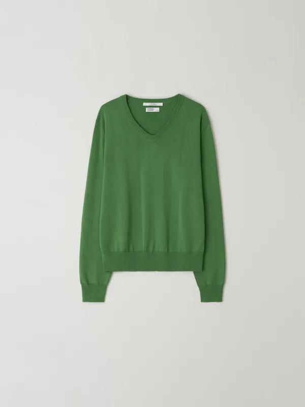 Cotton v-neck knit_green