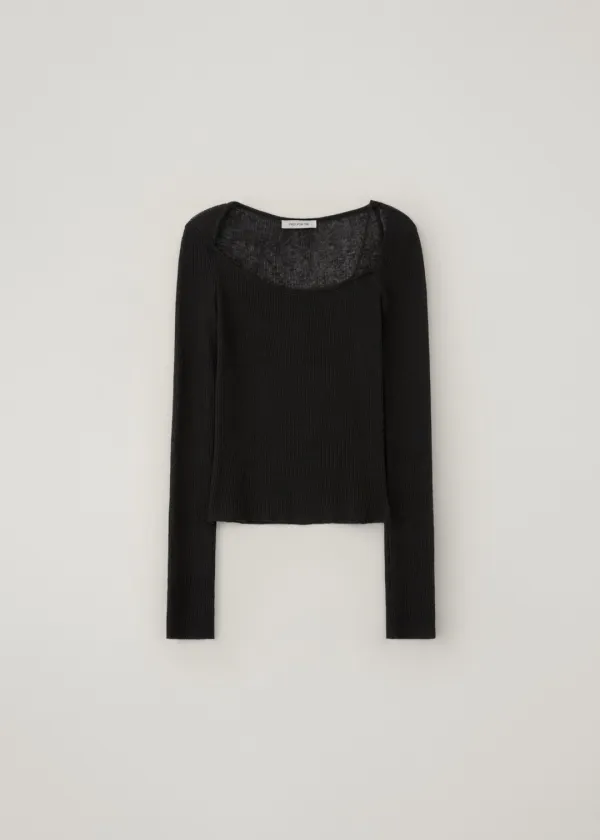 [2nd-reorder] Koy asymmetric knit top (black)