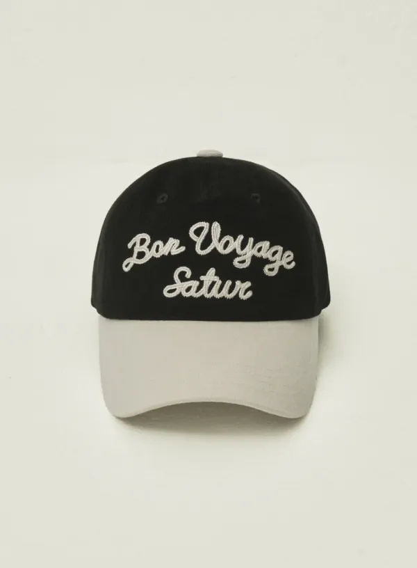 Bon Voyage Contrast 5 Panel Ball Cap - Black