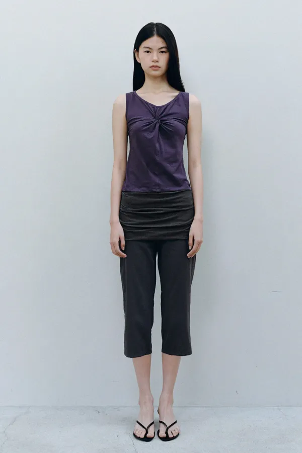 LAYERED DETAIL CAPRI PANTS, CHARCOAL