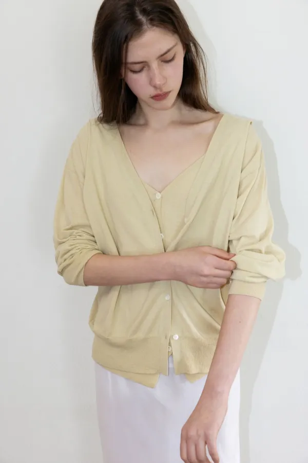 [2nd] Even Layered Cardigan_Lime