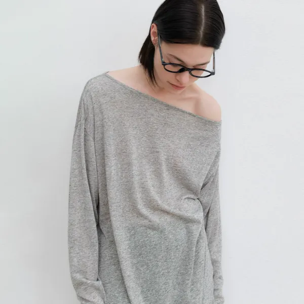 (T-7174)AN OVER FIT ONE SHOULDER TEE