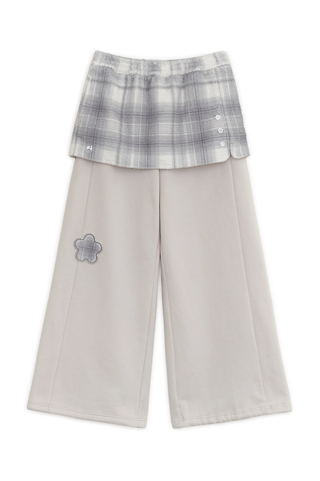 허그유어스킨 Fleece skirt jogger pants (Pink gray) 상품 이미지 1