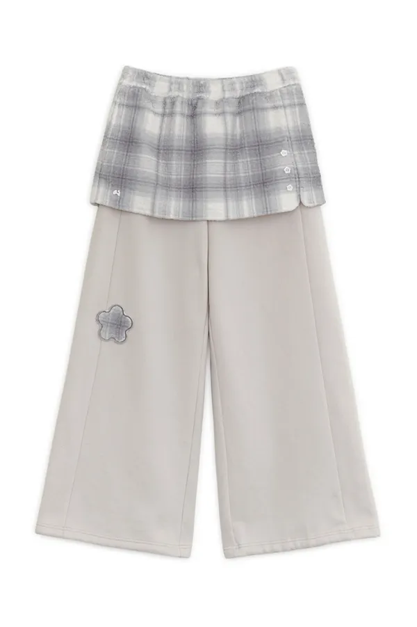 Fleece skirt jogger pants (Pink gray)