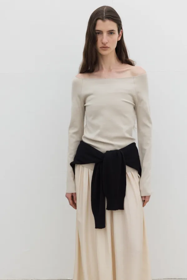Off Shoulder Knit (Beige / Brown / Black)