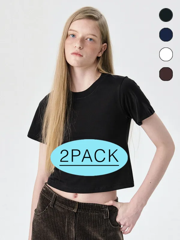 [2pack]Fitted Short Sleeve T