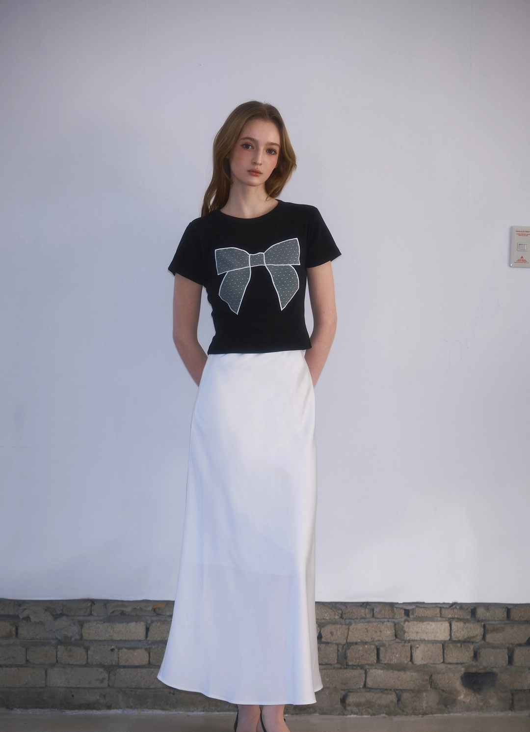 로제프란츠 Lace Ribbon T-shirt [Black] 상품 이미지 2