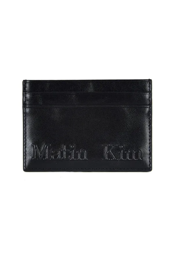 EMBOSSED LOGO CARD WALLET IN BLACK