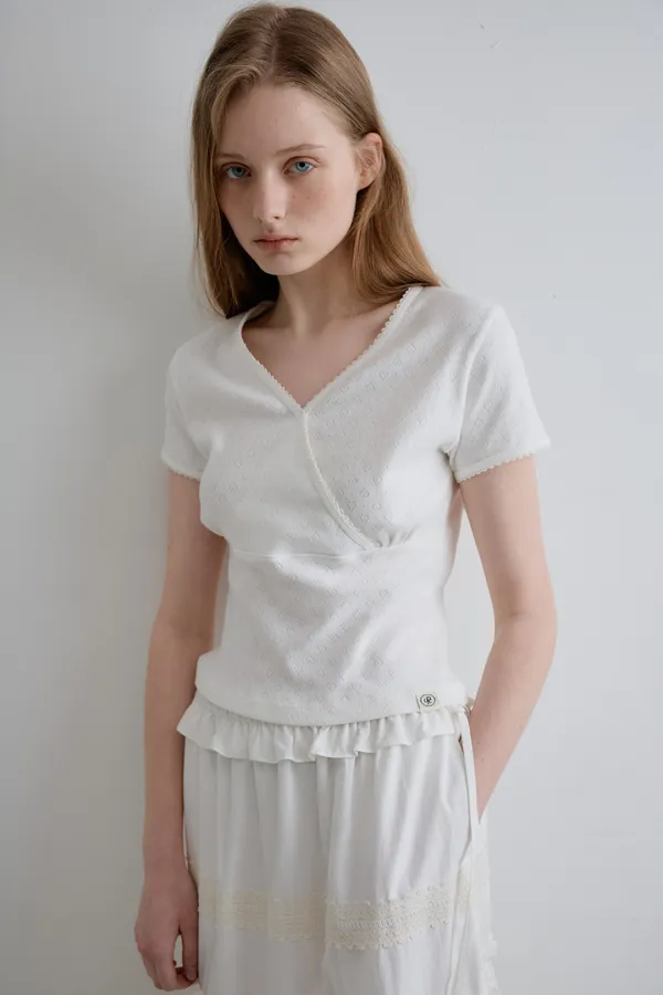 [2차]hearts embroidery trim rap t-shirts_white