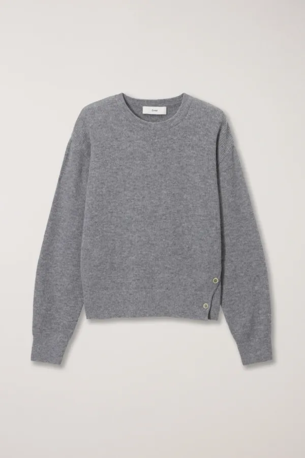 UNISEX BUTTONED CREWNECK SWEATER MELANGE GREY_UDSW6A107G2