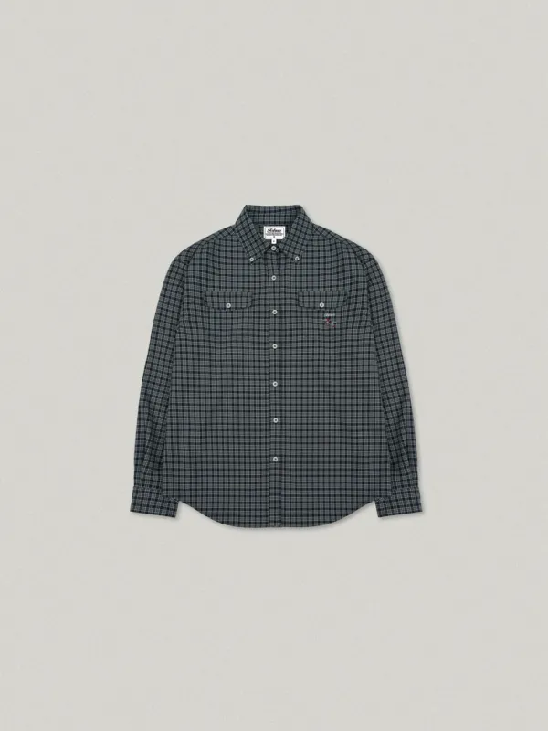 Shoofl Over Fit Check Shirt - Navy슈플 오버핏 체크 셔츠