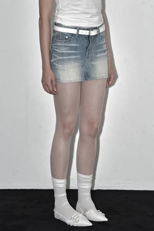 CAT WASHING MINI SKIRT LIGHT BLUE