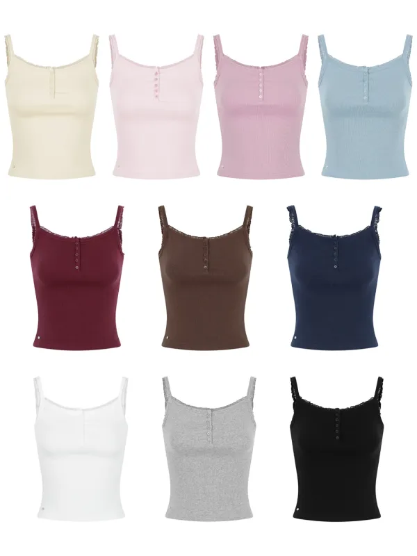 Lace Henley-Neck Tank