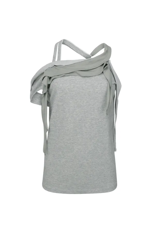 RAWCUT HALTER SLEEVELESS MELANGE GRAY