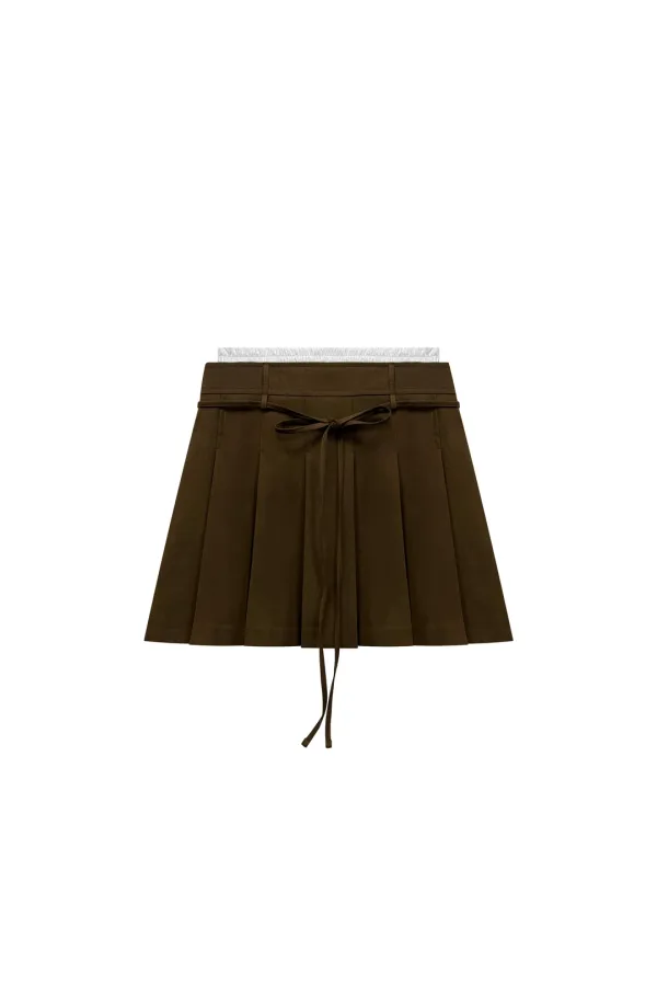 MILD PLEATS SKIRT PANTS / BROWN