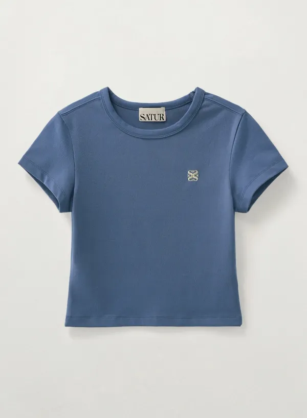 (W) Essential Basic Logo T-Shirt - Navy