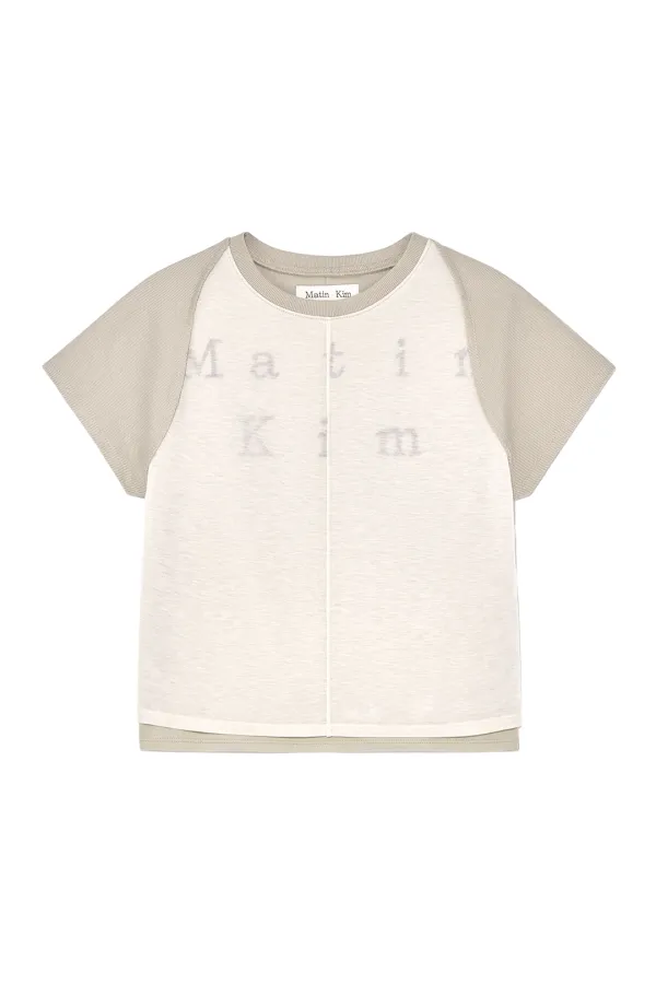 PINTUCK LAYERED SLIM CROP TOP IN LIGHT KHAKI