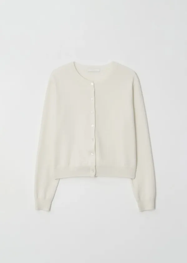 wool round neck knit cardigan-cream