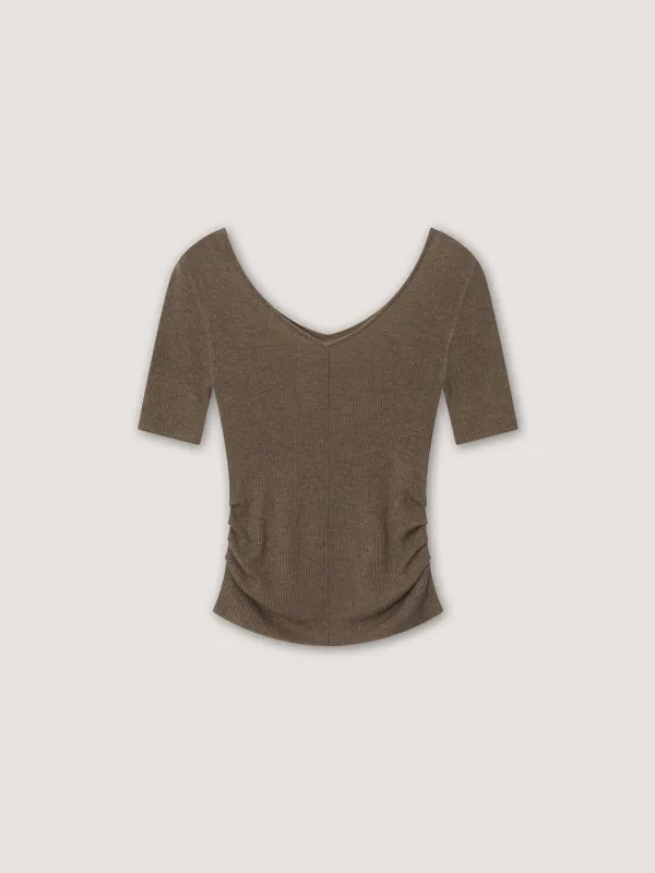 More Shirring Half Knit - Beige