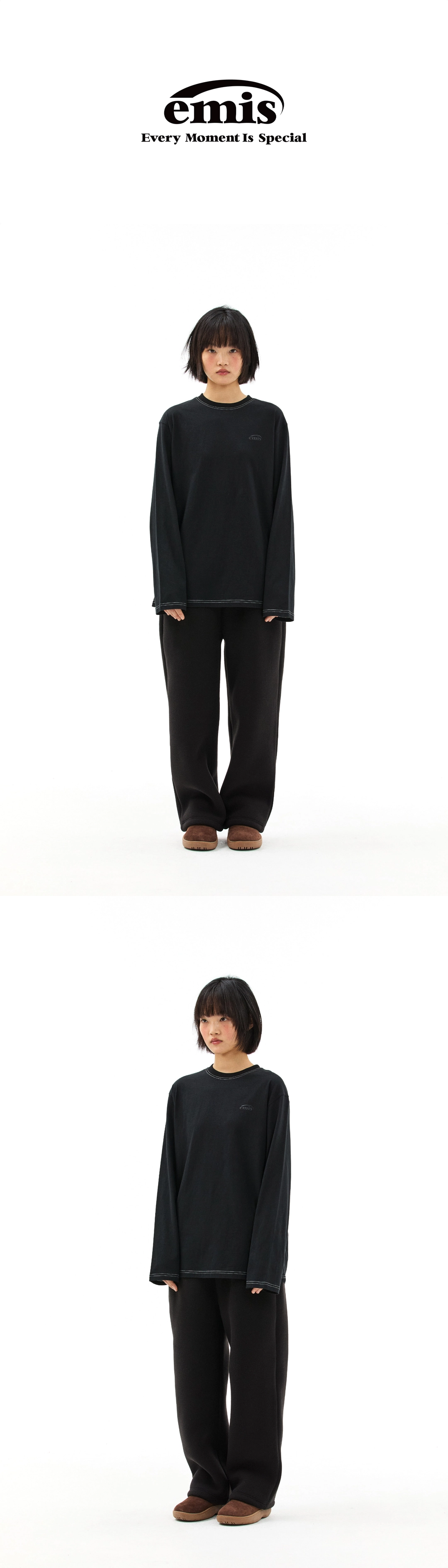 이미스 MONO LOGO PRINT LS T-SHIRT-BLACK 상품 이미지 2