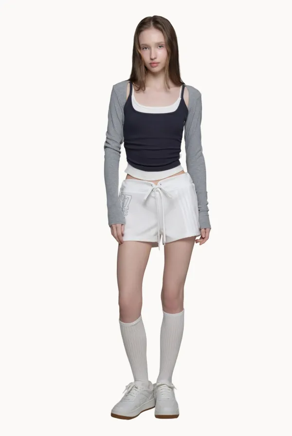 Cotton touch ribbon bolero, Gray