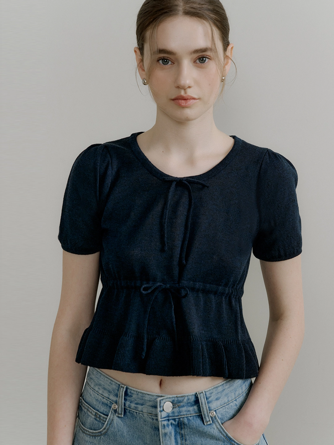 아워코모스 comos 1391 flare ribbon knit (navy) 상품 이미지 2