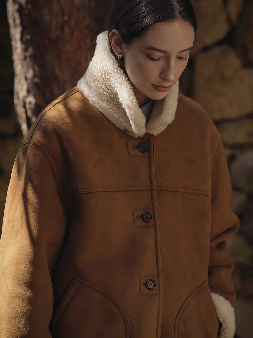 노운베러 Bake wool collar suede mustang_Brown 상품 이미지 2