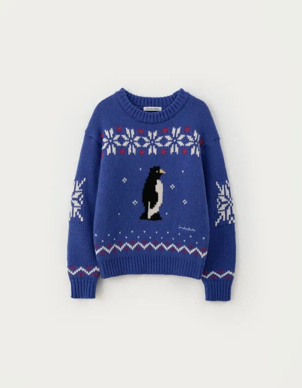 Penguin Wool Sweater - Cobalt Blue