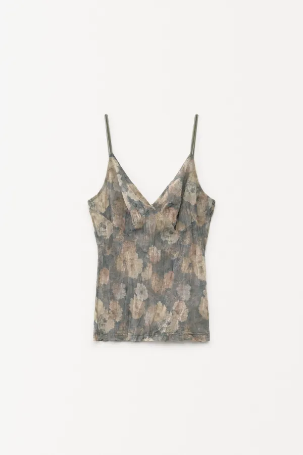 Bloom Printed Mesh Tank Top smoke lavender