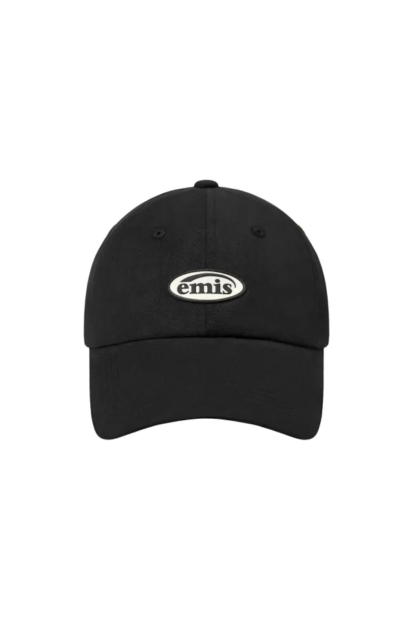 MINI RUBBER PATCH BRUSHED BALL CAP-BLACK
