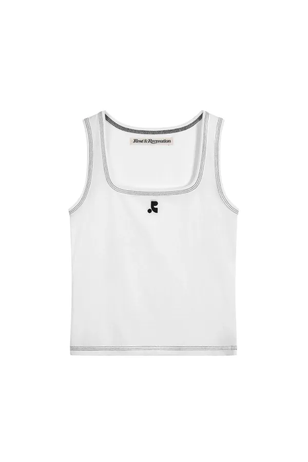 COLORATION STITCH SLEEVELESS - WHITE