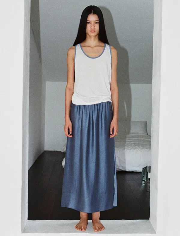 deep slit skirt - blue