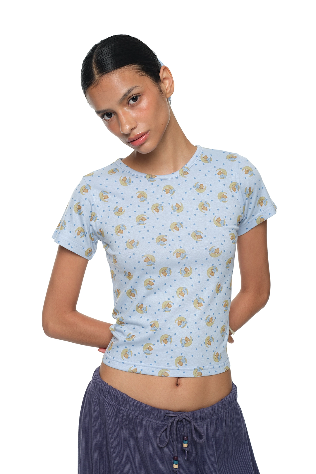 투머치택스 SLEEPING BEAR BABY T-SHIRT (LIGHT BLUE) 상품 이미지 1