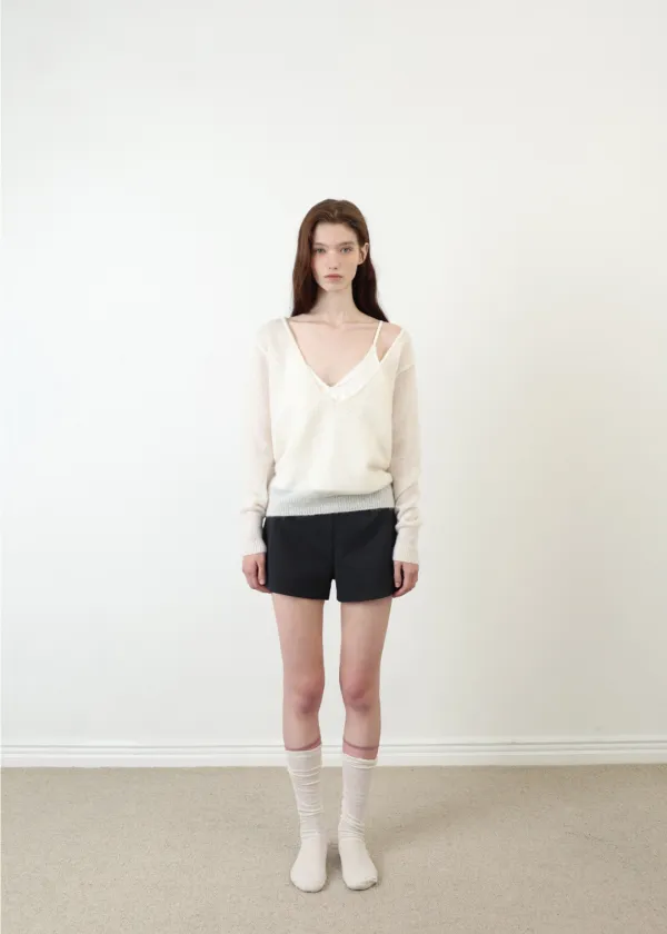 Deli Deep V-Neck Knit(Lavender Pink)