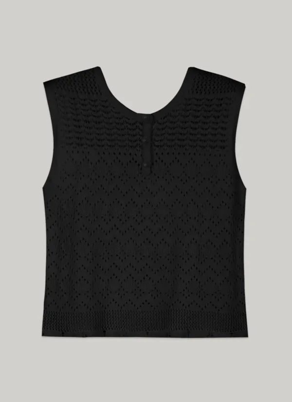 comos 1397 (set) back ribbon punching knit (black)+layered punching knit skirt (black)