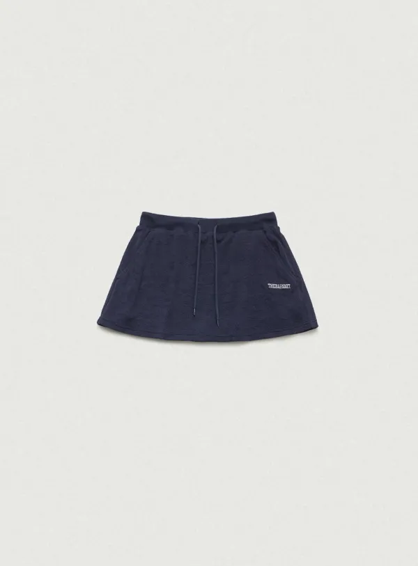 Terry Logo Drawstring Skirt_Navy