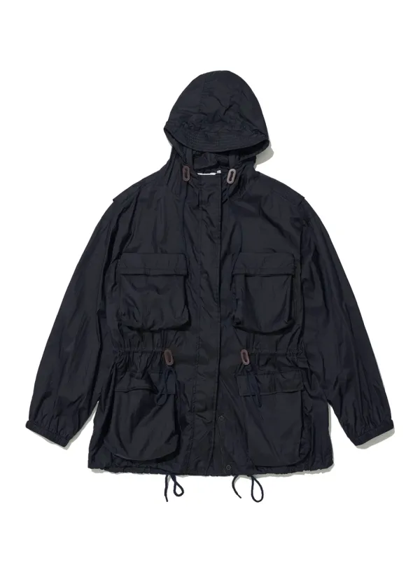 [WOMEN] LIGHTWEIGHT HOODED UTILITY JACKET_NAVY