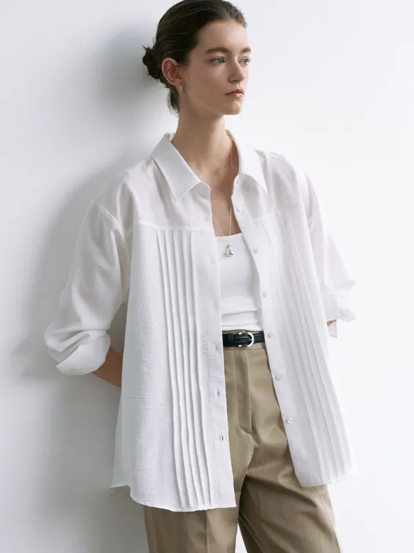 comos 1683 pintuck loose fit shirt (white)
