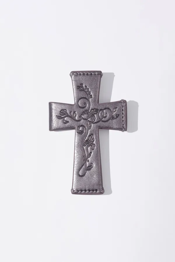 Cross Strap Layered Wallet Metal Purple