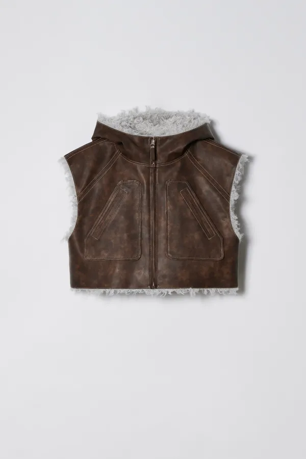 MUSTANG HOODIE VEST [BROWN]
