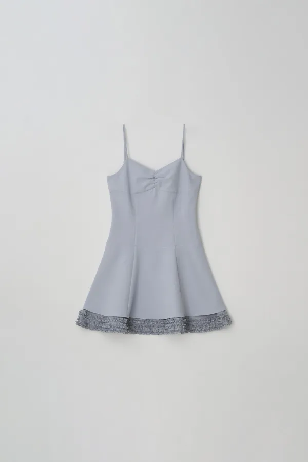 V-neck Frill Dress (light blue)