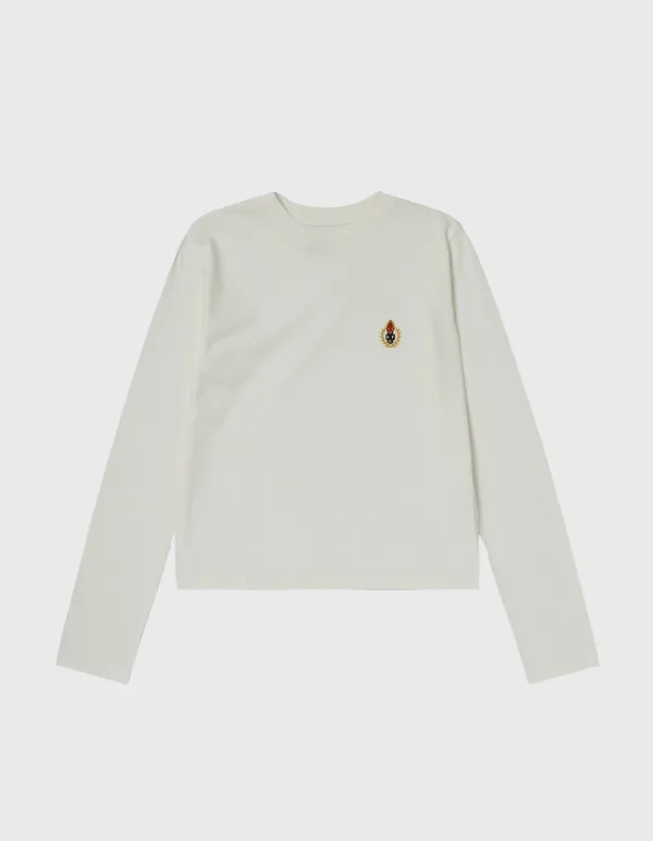 CREST WASHED 17S LONG SLEEVE (W) / White