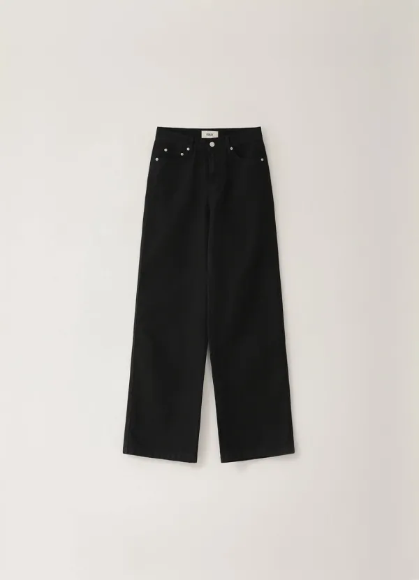 Cotton Denim Pants - Black