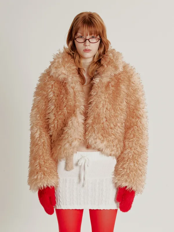 TWO-TONE HEAVY FUR JACKET_BEIGE