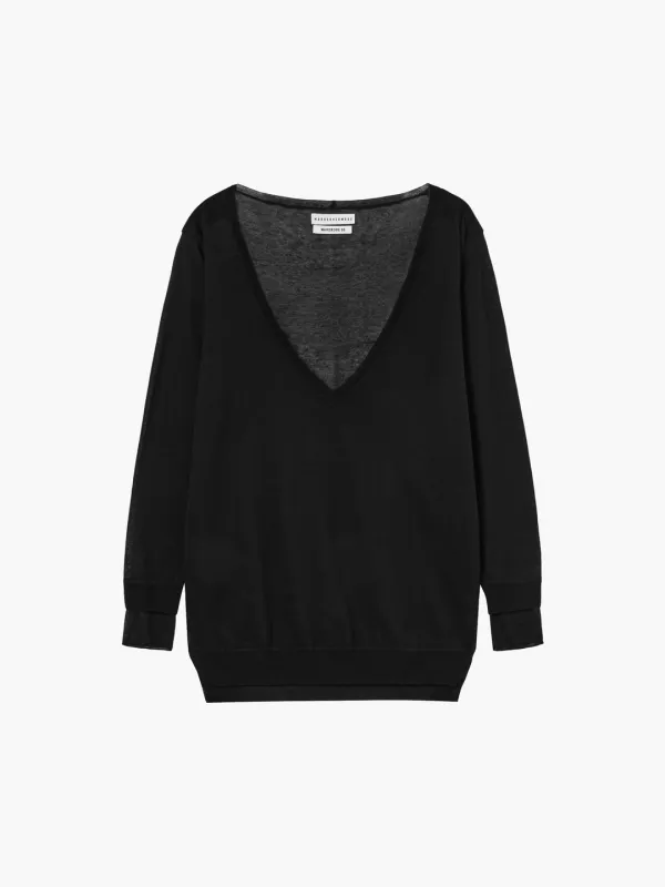 DEEP V-NECK PULLOVER_black