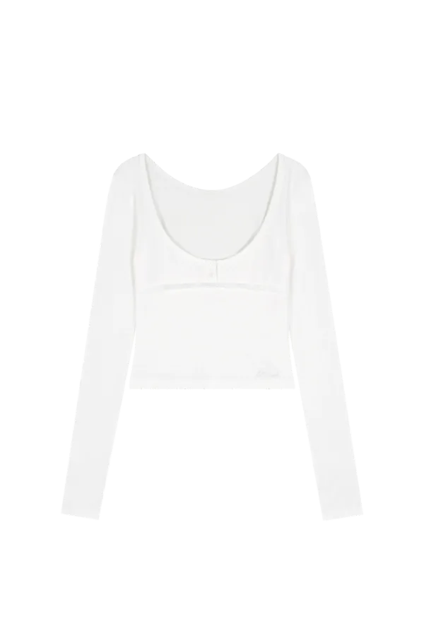Sophie U-neck lace top, Ivory