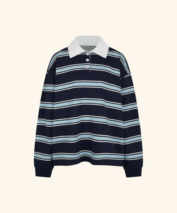 Martin Stripe Rugby T-Shirt ( Navy )