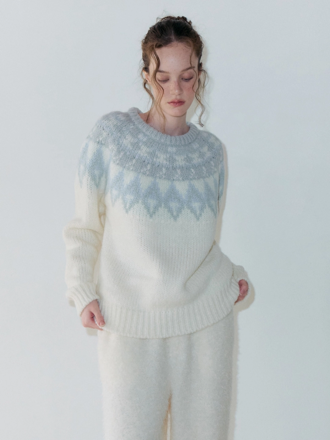 에트몽 Nordic Round Knit Pullover, Cream 상품 이미지 1