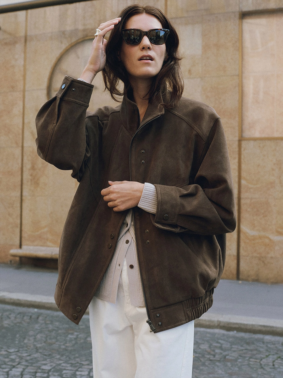 루에브르 Asymmetric Placket Faux Suede Jacket SL5XJ830-B8 상품 이미지 2