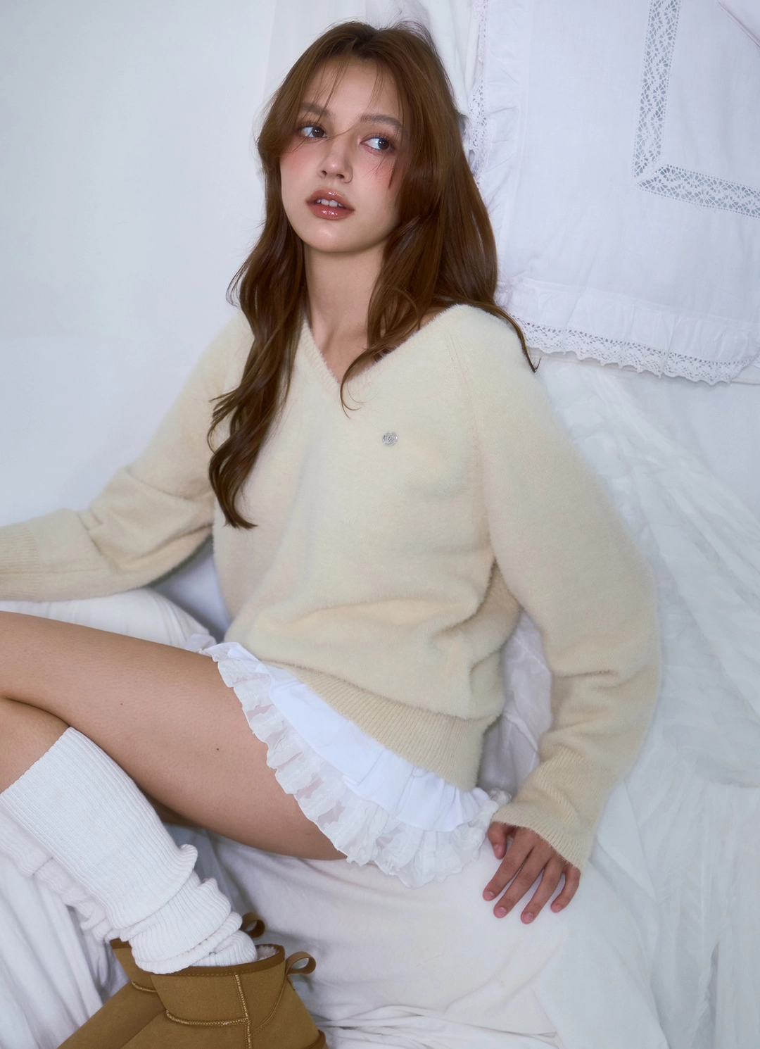 로제프란츠 Fur V-neck Knit [Butter] 상품 이미지 2